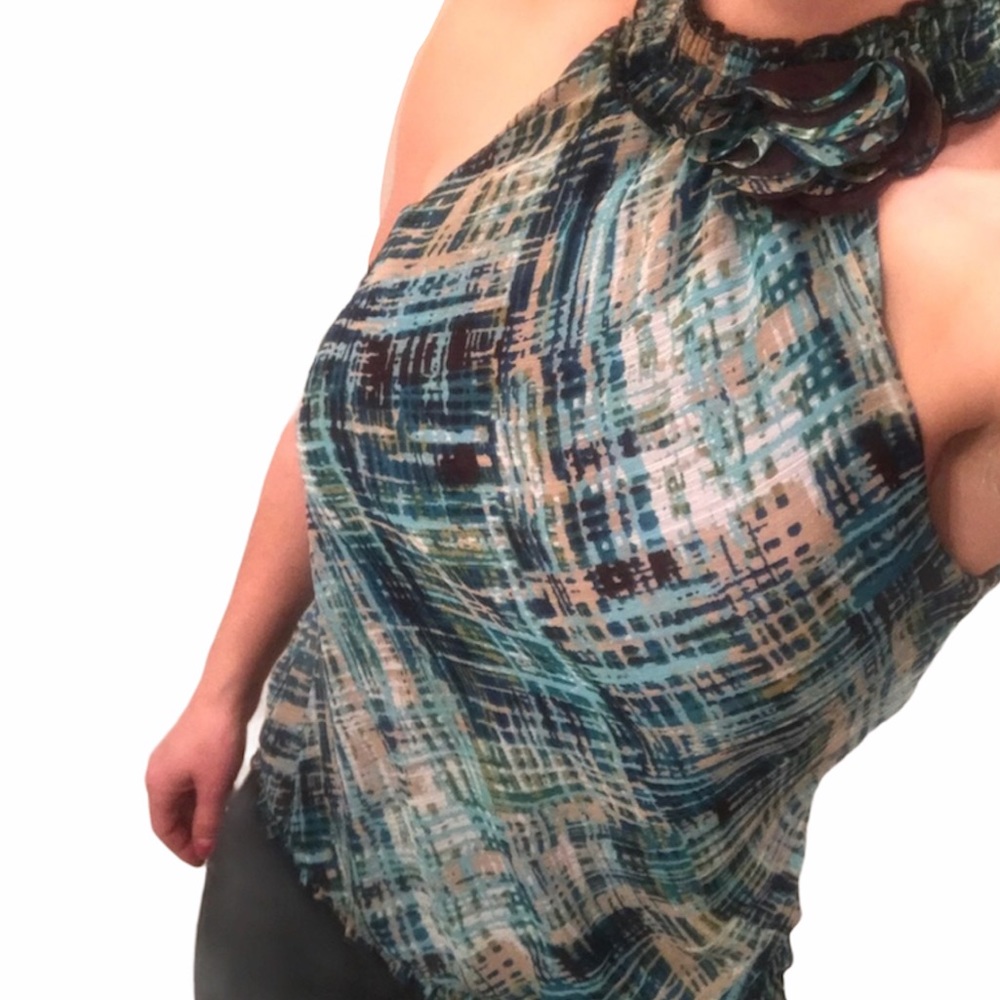 Anthropologie HeartSoul Halter Abstract Blouse NEW